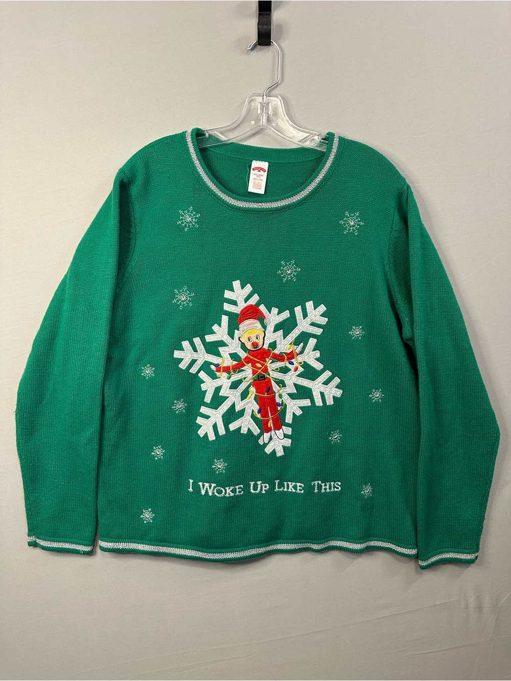 Holiday Time Green Elf Snowflake Christmas Sweater Women’s XXL (20)
